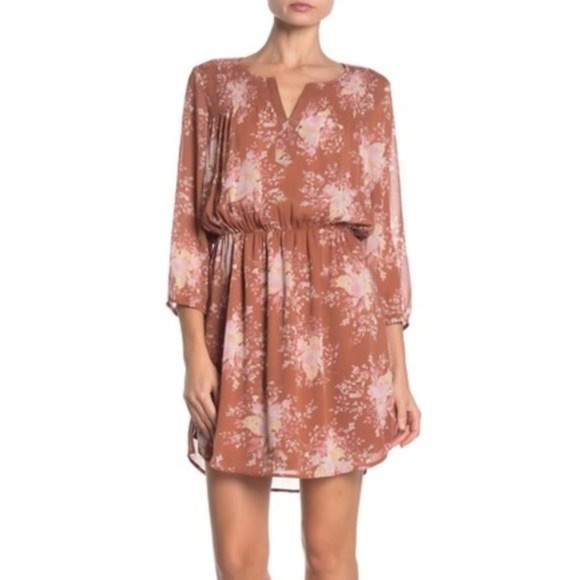 DR2 Floral Cottagecore Dress Soft Neutral Colors - Picture 1 of 12